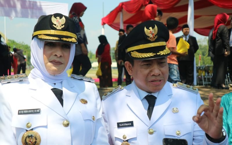 Bupati Fadia dan Wabup Sukirman usai mengikuti upacara detik-detik proklamasi di alun-alun Kajen (17/08/2025 - dok. Bagus - Rasika FM)