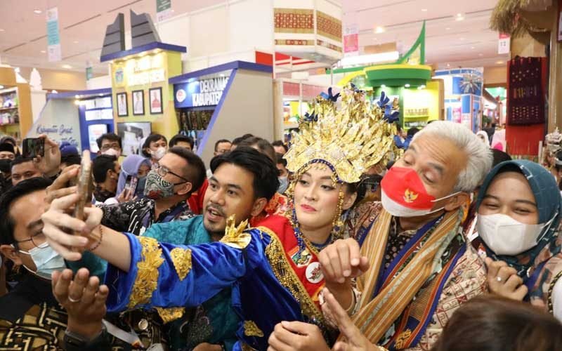 Gubernur Jawa Tengah Ganjar Pranowo saat di acara Asosiasi Pemerintah Kabupaten Seluruh Indonesia (APKASI) Otonomi Expo 2022 yang digelar di Jakarta Convention Center (JCC), Rabu (20/7/2022).