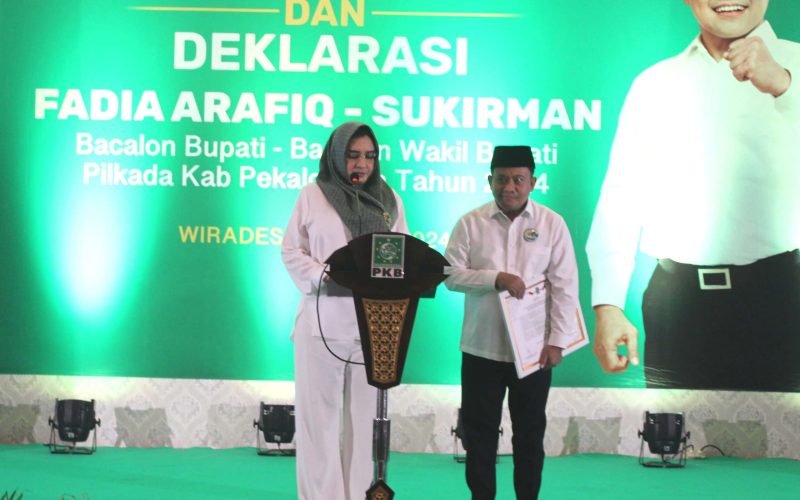PILKADA – Pasangan Fadia Arafiq dan Sukirman dalam acara Konsolidasi dan Deklarasi Partai Kebangkitan Bangsa (26/06/2024 – dok. Bagus / Rasika FM Pekalongan)