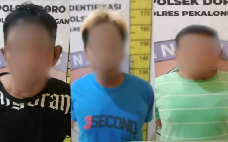 Tiga tersangka pencurian dengan modus congkel jendela yang dicokok tim Resmob Polres Pekalongan (dok. Humas)