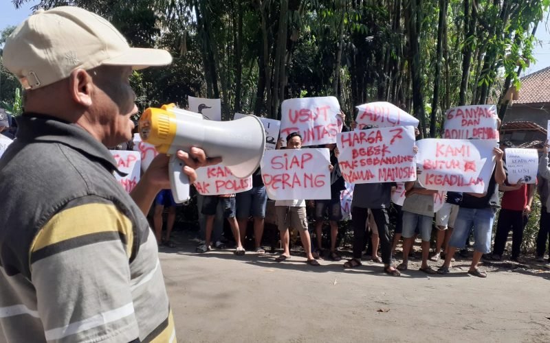 Puluhan warga membentangkan tulisan sebagai rasa simpati atas meninggalnya warga Sidosari Kesesi yang di duga mencuri 7 ekor itik. Mereka menuntut keadilan atas tewasnya "Bima" karena di duga mendapatkan kekerasan atau pengeroyokan dari warga Karyomukti Kesesi (13/8/2024)