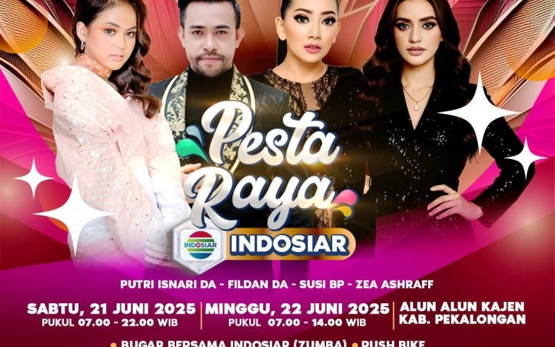 “Pesta Raya INDOSIAR” akan mengguncang Alun-Alun Kajen selama dua hari penuh, Sabtu dan Minggu, 21–22 Juni 2025.